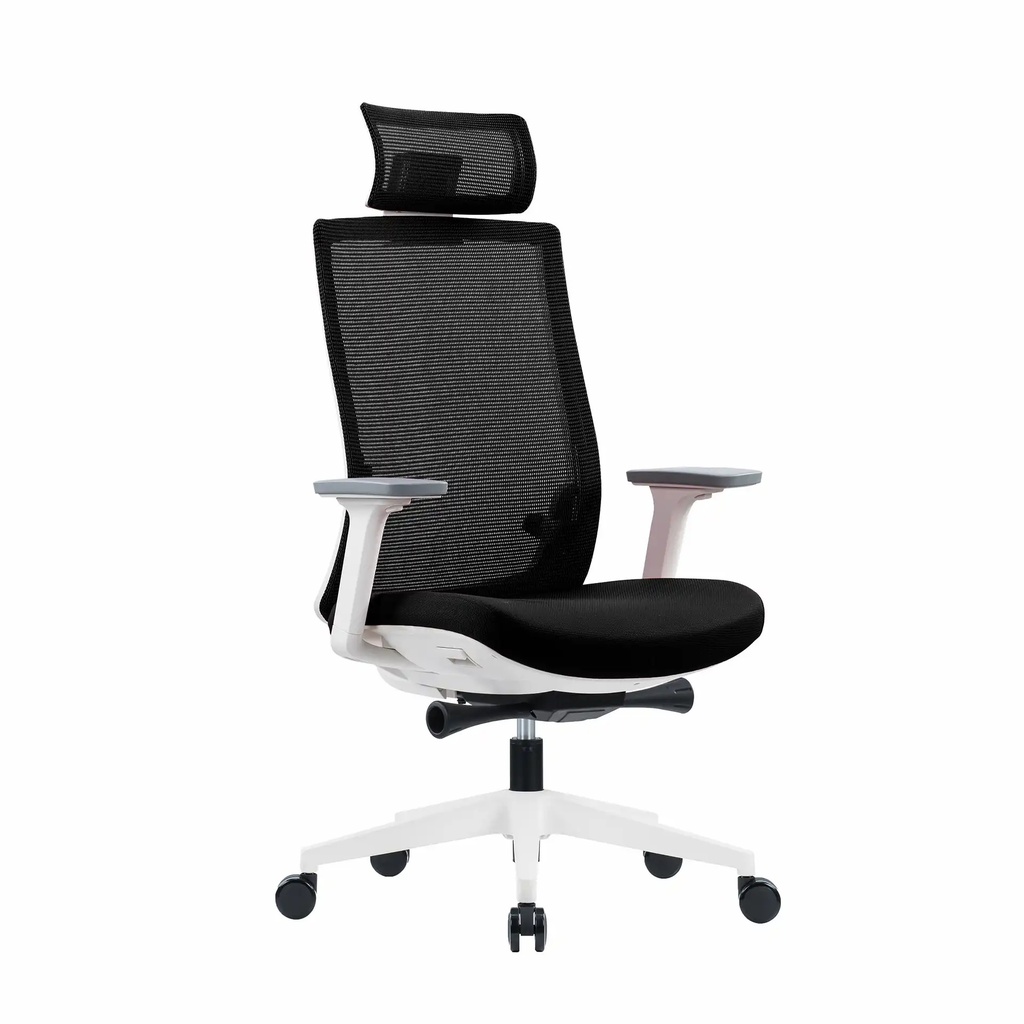 Scaun ergonomic cu tetiera, Meteor, negru, reglabil 4D pentru confort la birou