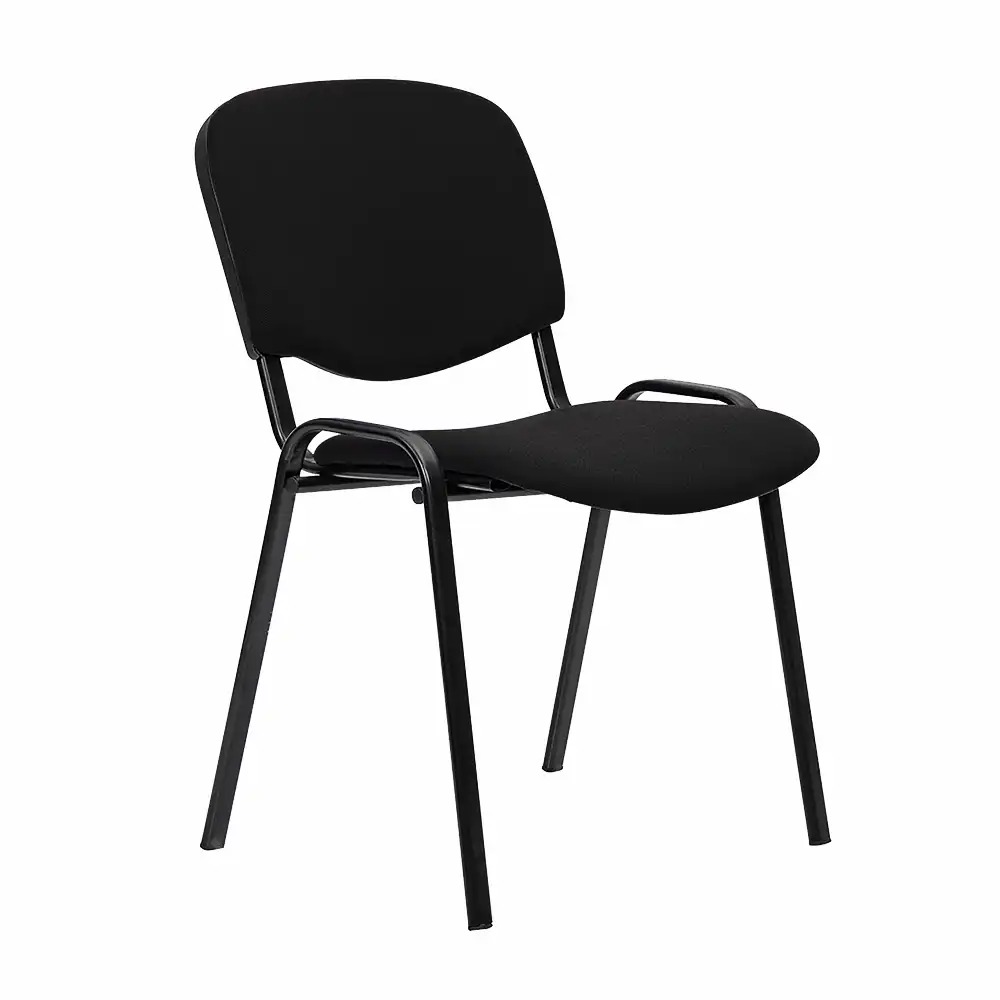 Scaun vizitator Niky, stofa neagra, suprapozabil, capacitate 120 kg
