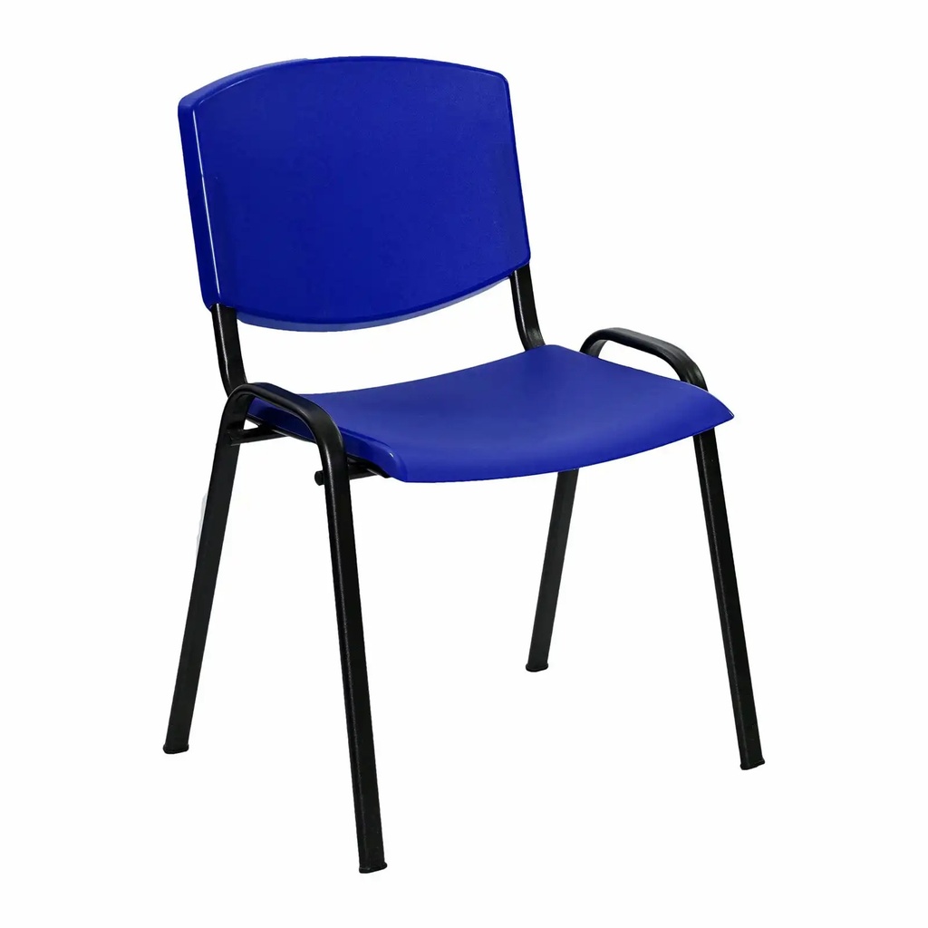 Scaun vizitator Edda, plastic rezistent, albastru, structura metalica, capacitate 110 kg
