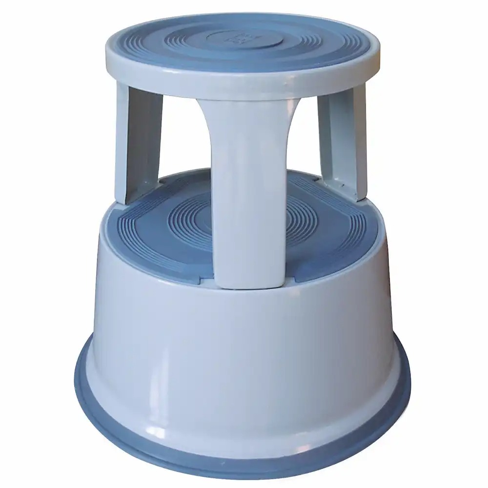 Taburet metalic cu roti Q-Connect, gri, 43 cm - Durabil, Compact si Mobil, ideal pentru birouri, ateliere si productie