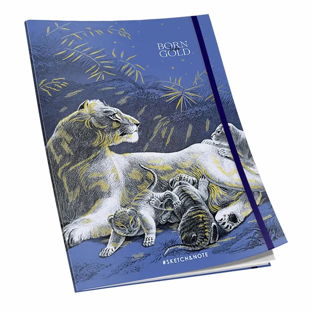 Caiet cusut A5, 80 file, 90 g, liniatura punctata, coperta design animale,  ideal pentru notite creative