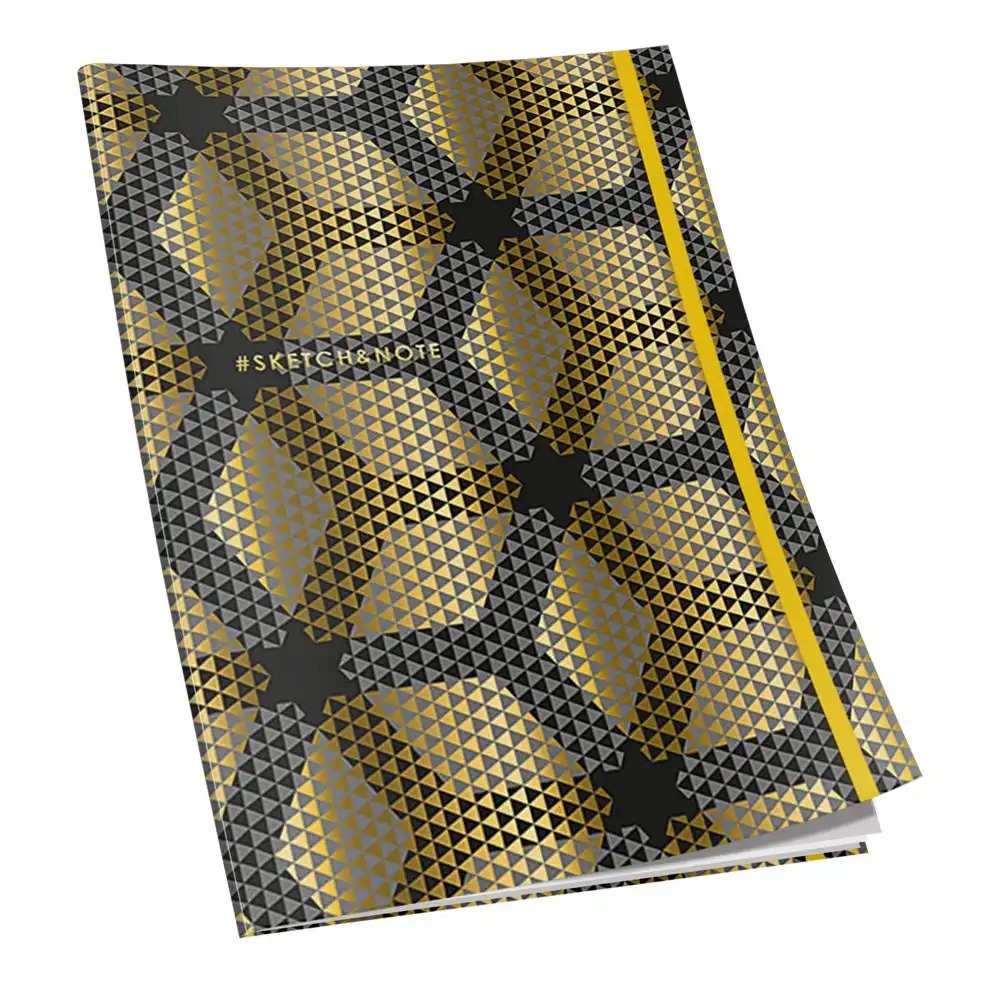 Caiet cusut A5, 80 file, 90 g, liniatura punctata, coperta design auriu -   Hartie de Inalta Calitate, Perfect pentru Notite...