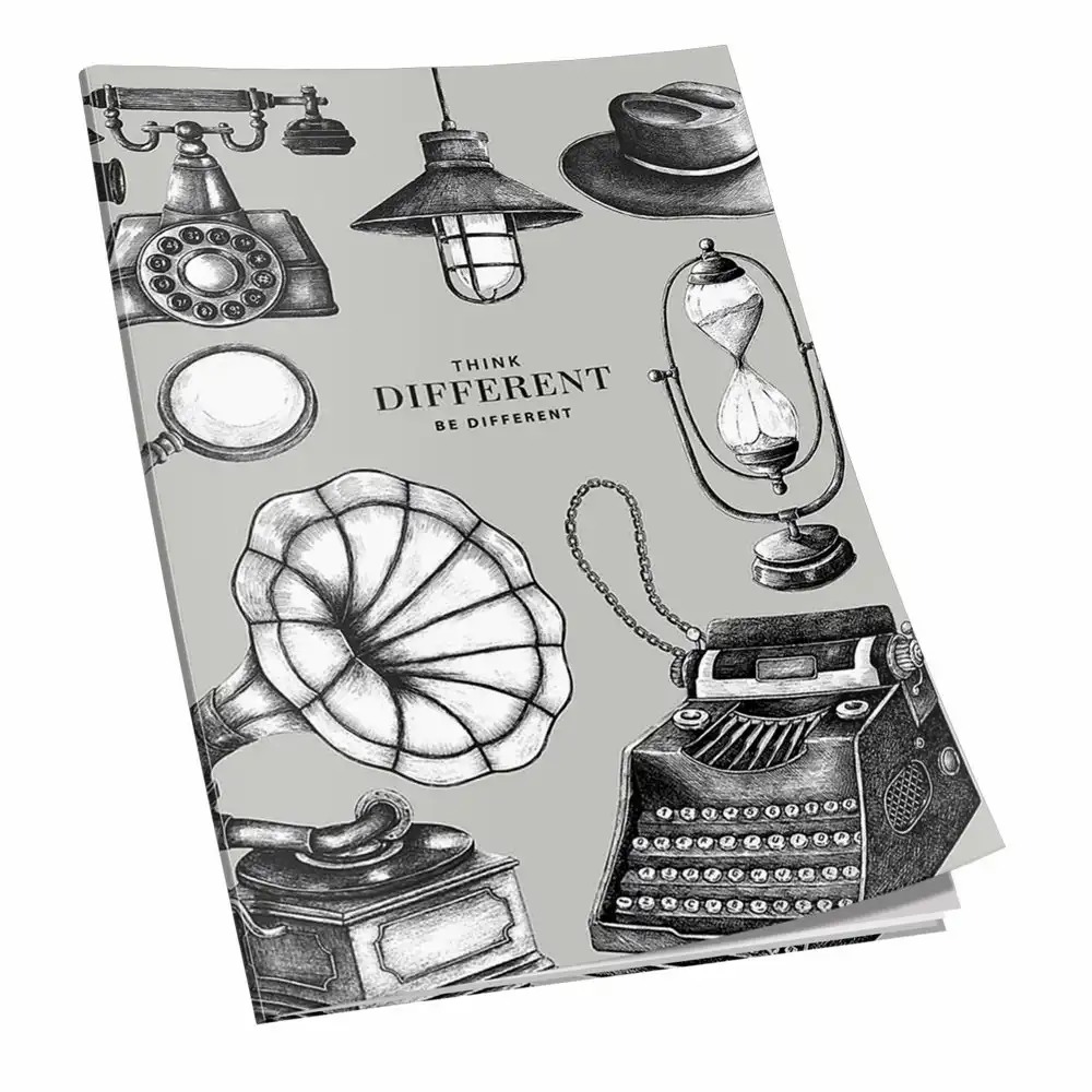 Caiet cusut A6, 80 file, 70 g, matematica, coperta design vintage, ideal pentru notarea notelor si calculele -   Hartie 70 g/mp