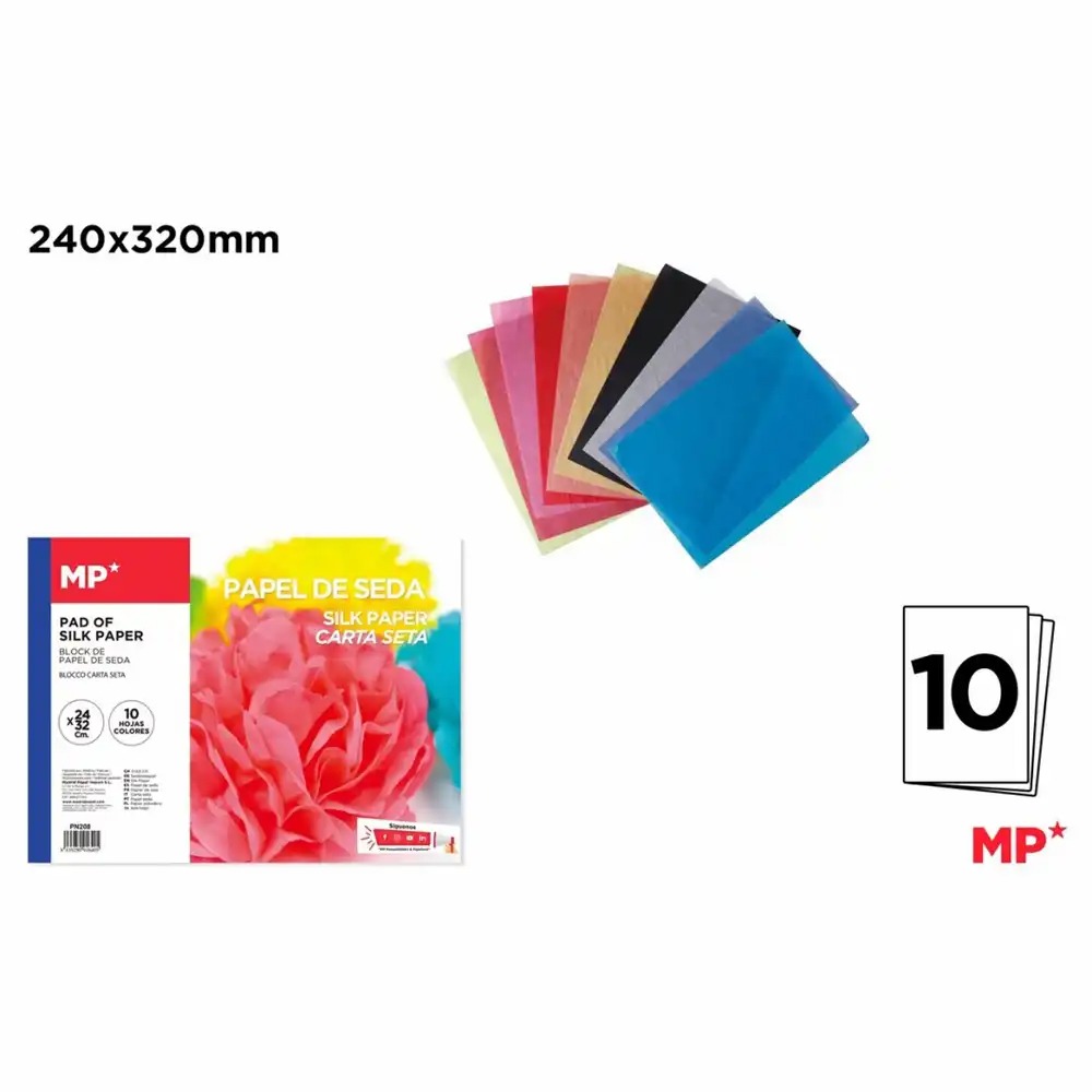 Hartie matase Main Paper, 240x320 mm, 10 file, Culori Asortate, Ideala pentru Proiecte Scolare