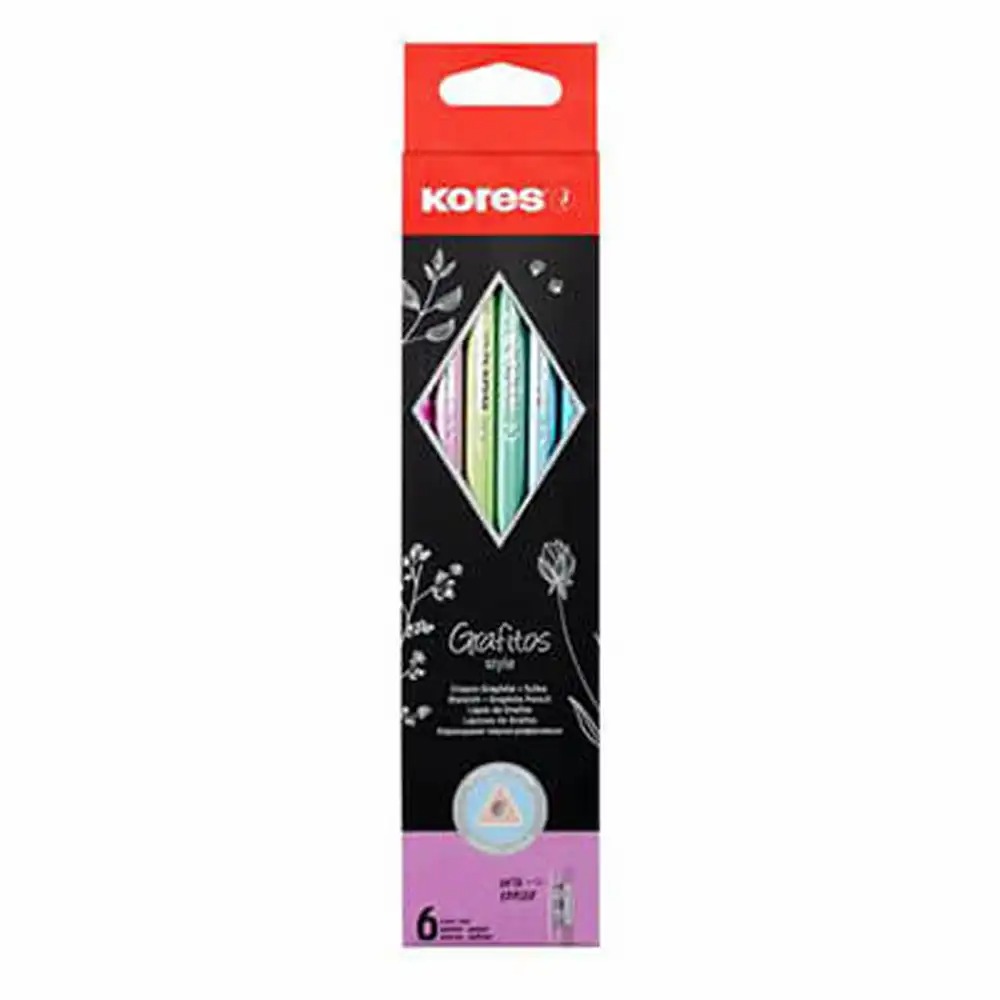 Creioane grafit Kores HB metalizate, 6 buc/cutie - Eleganta si creativitate cu un strop de stralucire