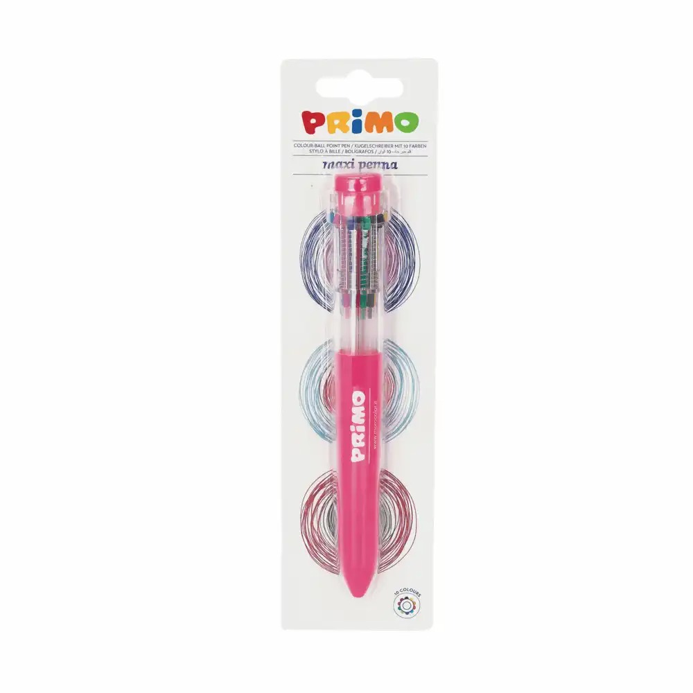Pix Morocolor Primo cu 10 culori, mecanism retractabil, ideal pentru scris si colorat