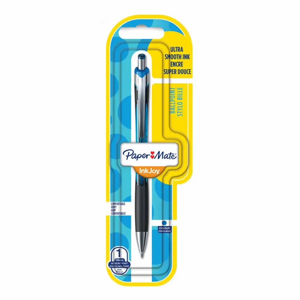 Pix Papermate Inkjoy 550 RT, albastru, cerneala gel, varf de 1 mm, mecanism retractabil, grip ergonomic