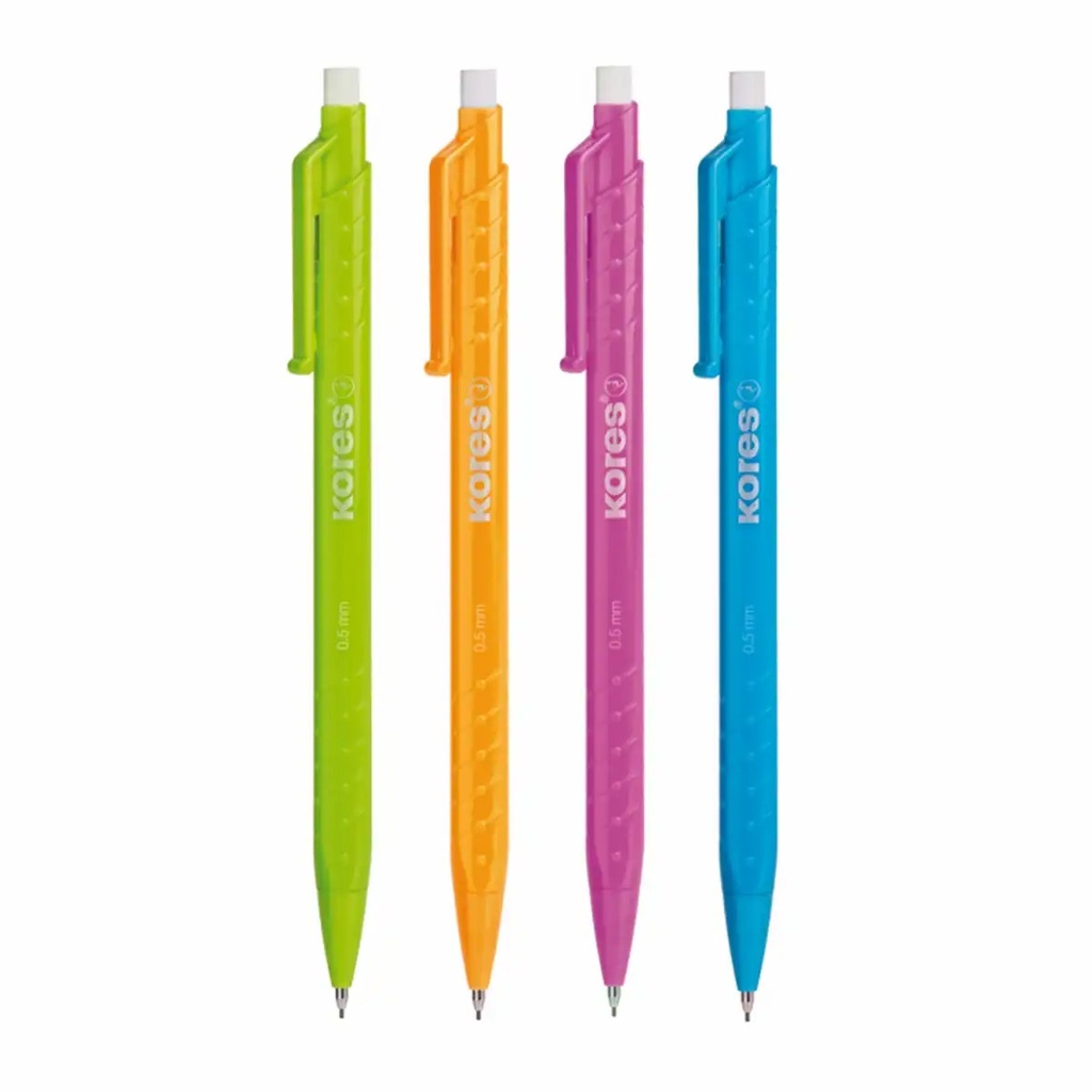 Set 12 creioane mecanice M1 Kores Grafitos, 0.5 mm, design colorat, ergonomic