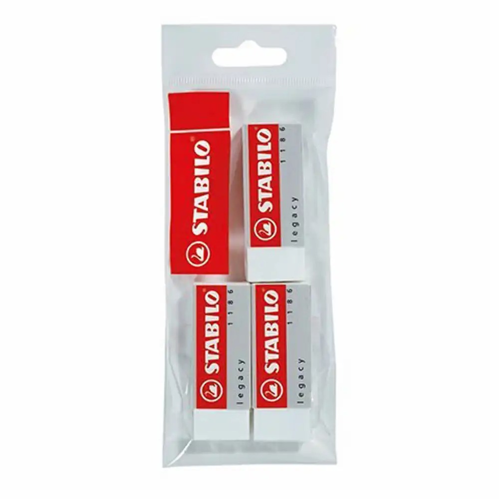 Set 3 radiere Stabilo Legacy 1186, dimensiuni 62 x 22 x 11 mm, moale si eficiente, ambalaj eco