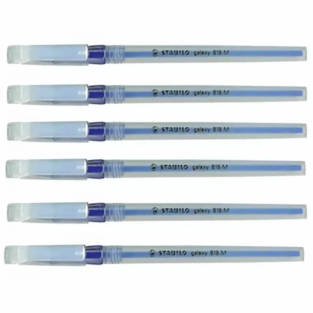 Set 6 pixuri Stabilo Galaxy 818, M, 0.45 mm, albastru - Scriere precisa si uniforma, ambalaj eco-friendly