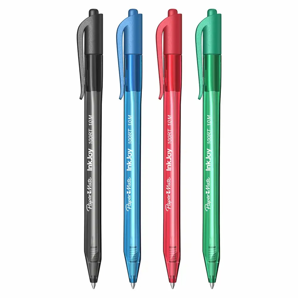Set 4 pixuri Papermate Inkjoy 100RT, Culori Standard, Ergonomice si Usor de Folosit