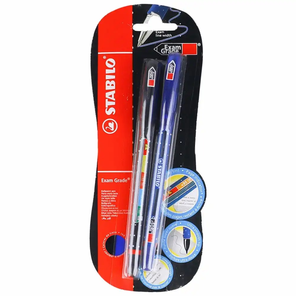 Set 2 Pixuri Stabilo Exam Grade, 0.4 mm, Albastru si Negru, Scriere Precisa, Durabilitate Stabilo