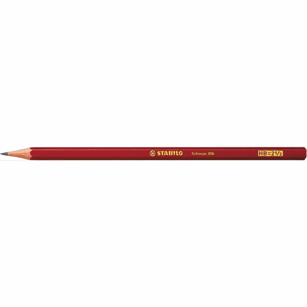 Creion grafit Stabilo Swano 306, HB, corp hexagonal, rezistenta la rupere, lacuit, rosu