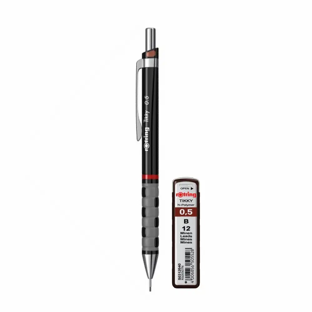 Set Rotring Tikky III Original, Creion Mecanic 0.5 mm, Diverse Culori, Inclusiv Mine Suplimentare