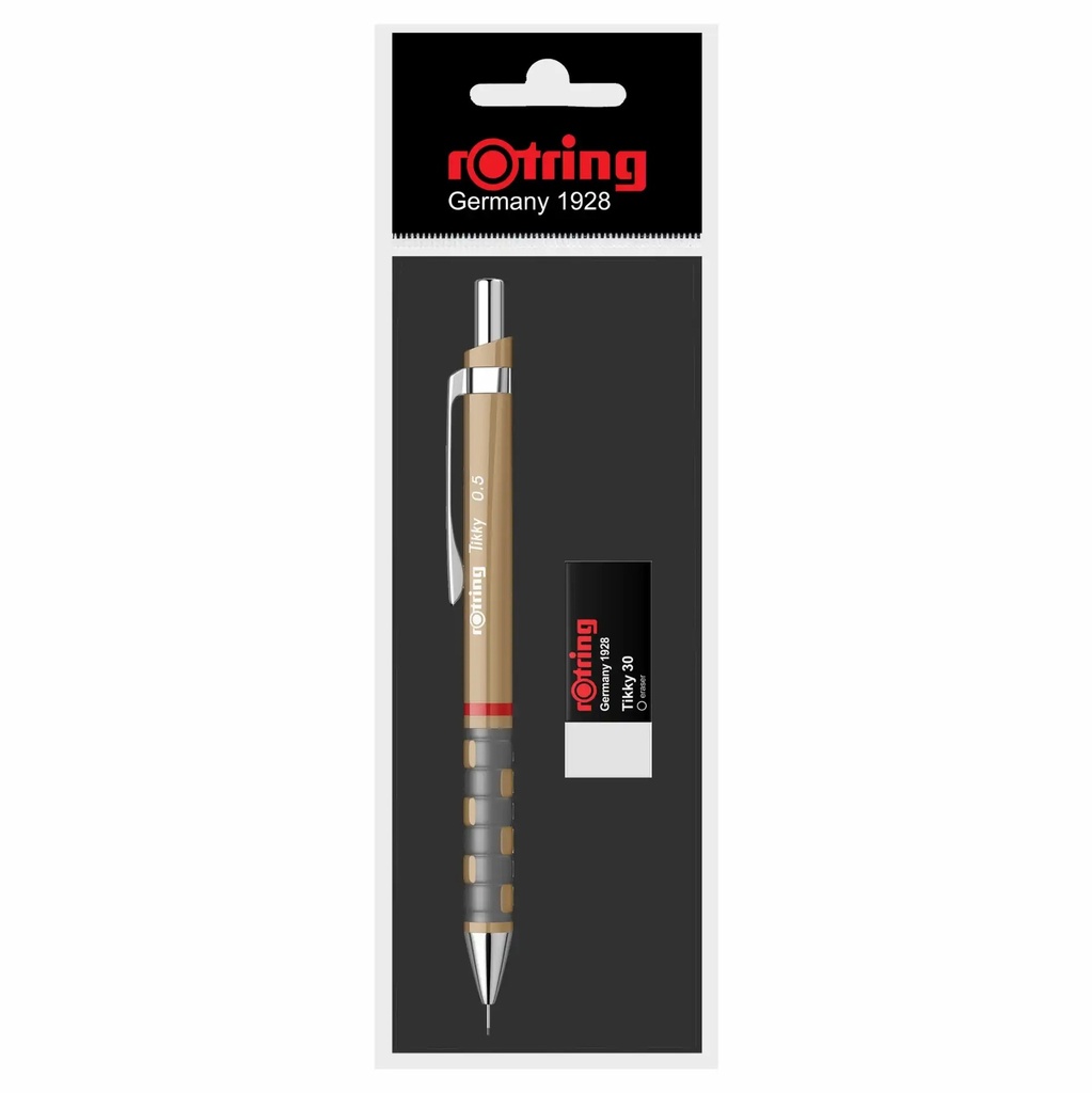 Set creion mecanic Rotring Tikky 0.5 mm + radiera, grip anti-alunecare, diverse culori