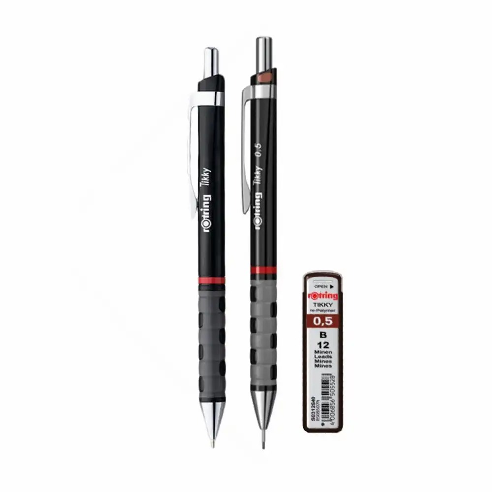Set Rotring Tikky III, Creion Mecanic 0.5 mm + Pix, Set de Mine HB, Performanta Fiabila, Ideal pentru Birou