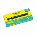 Cartuse cerneala Online Combi turcoaz, set 5 buc, compatibile cu sisteme Online si Lamy