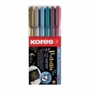 Set 6 markere permanente metalice Kores, varf tip pensula, culori stralucitoare, ideal pentru desen si decorare