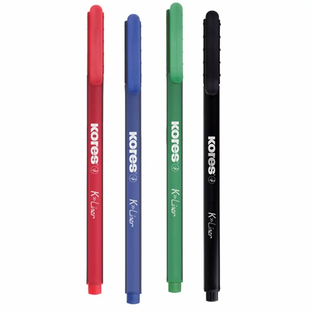 Set 4 finelinere Kores, Varf 0.4 mm, Culori Intense, Ergonomic Triunghiular