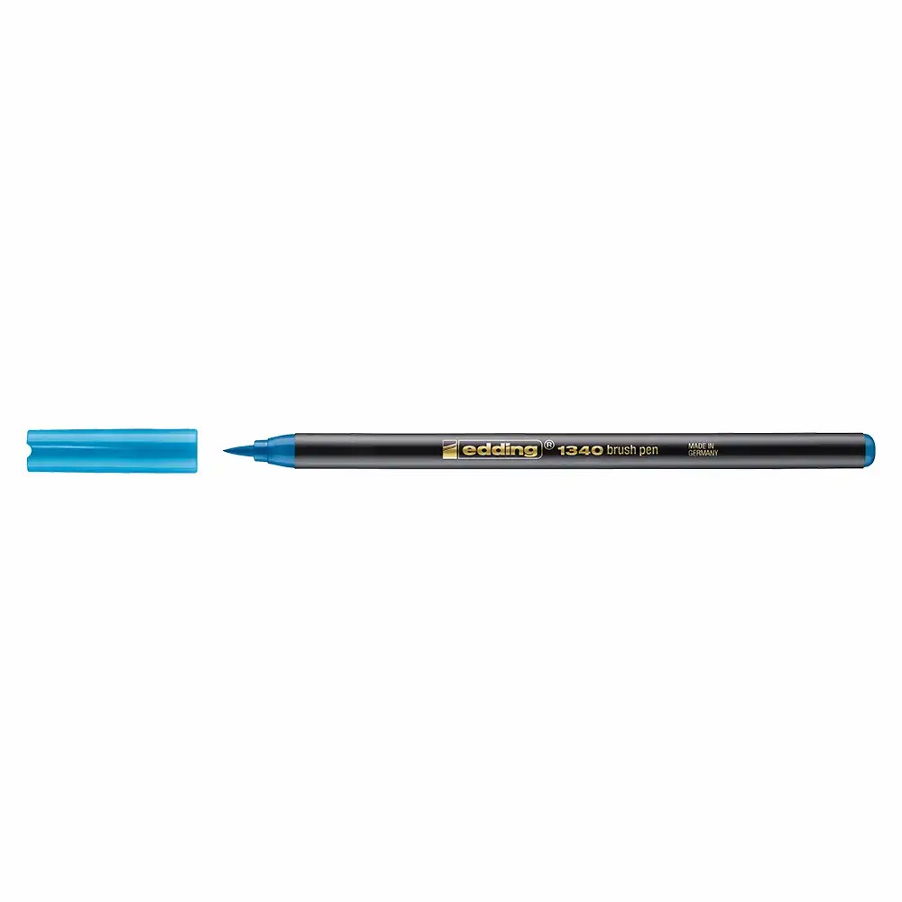 Marker Edding 1340, Varf Tip Pensula, Albastru Deschis, Culori Intense, Ideal pentru Desen si Schite