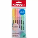 Set 6 pixuri Kores Korm fara mecanism, varf 1 mm, corp pastel, scriere albastra