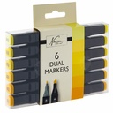Set 6 markere Creative Craft Nassau Fine Art, 2 varfuri, cerneala rezistenta, carcasa robusta, ideal pentru desen si colorat