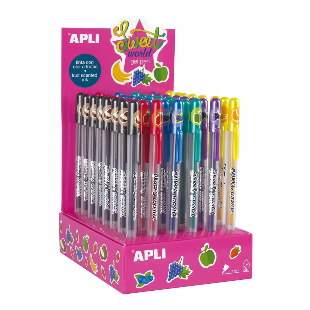 Set 48 pixuri gel Apli Sweet World, arome fructate, linie subtire 1 mm