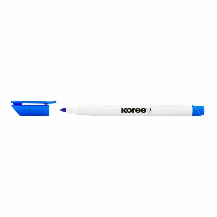Marker whiteboard Kores, varf F, cerneala albastra, pentru suprafete neporoase