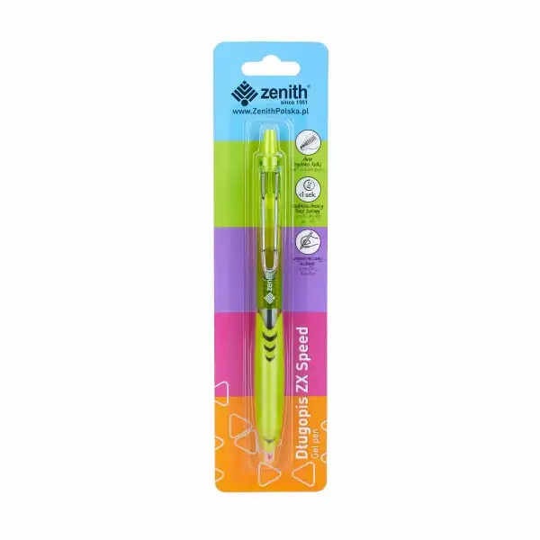 Pix cu bila ZX Speed, retractabil, cerneala gel, grip ergonomic, 0.5 mm, albastru, blister
