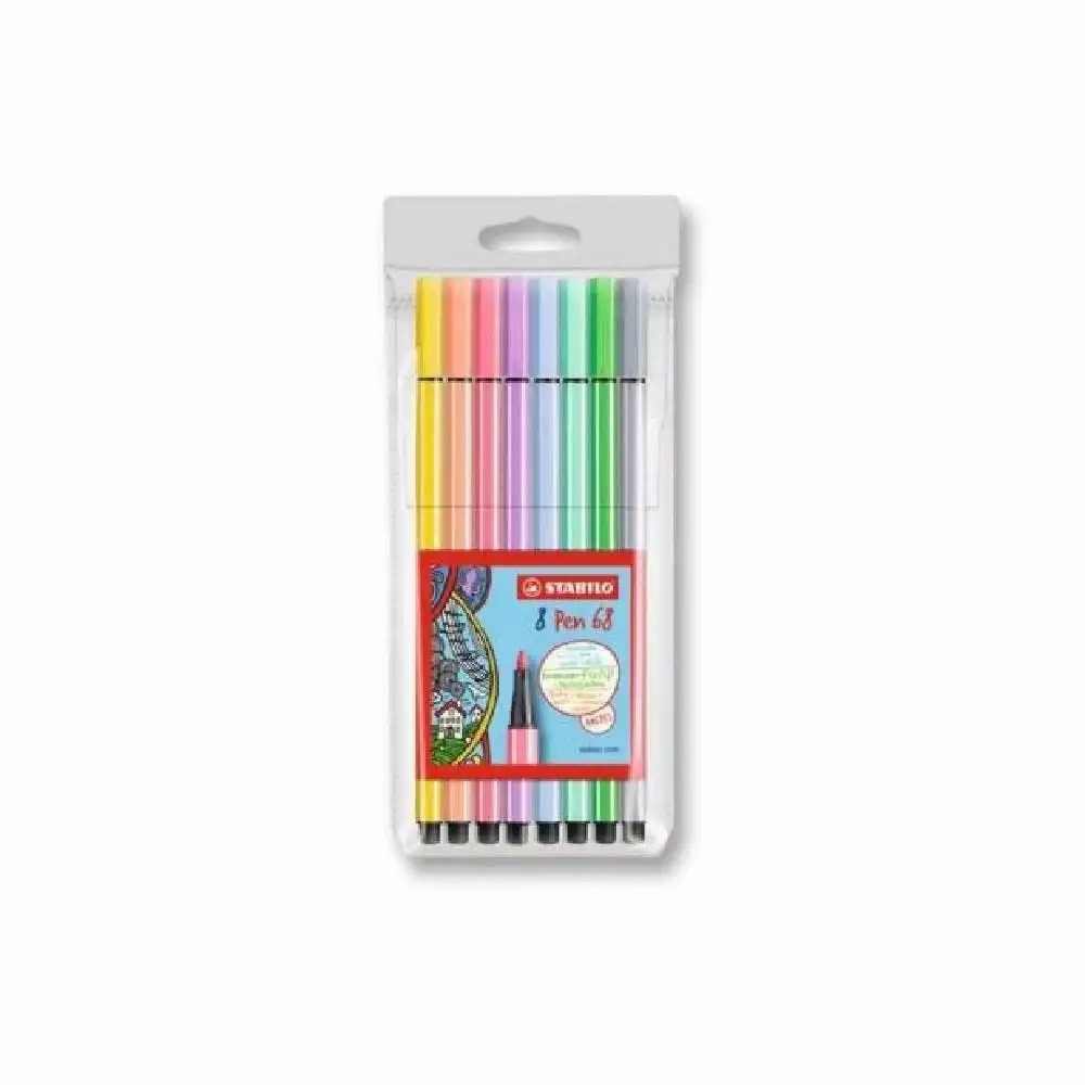 Set 8 Carioci Stabilo Pen, Varf 1mm, Culori Pastelate, Ideale pentru Desen si Scris