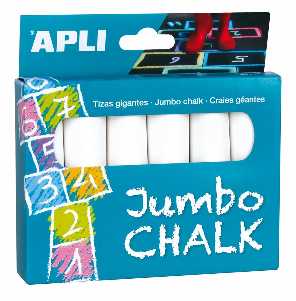 Set 6 Crete Jumbo Albe, Ideale pentru Desen si Scriere - Marca Creta, Model Jumbo, Culori Albe