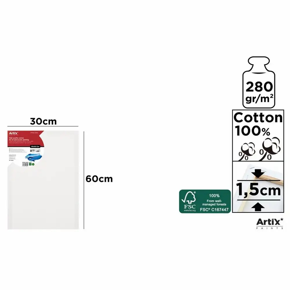 Panza Canvas Main Paper, 30x60 cm, 280g/mp, 100% bumbac, cu cadru de lemn