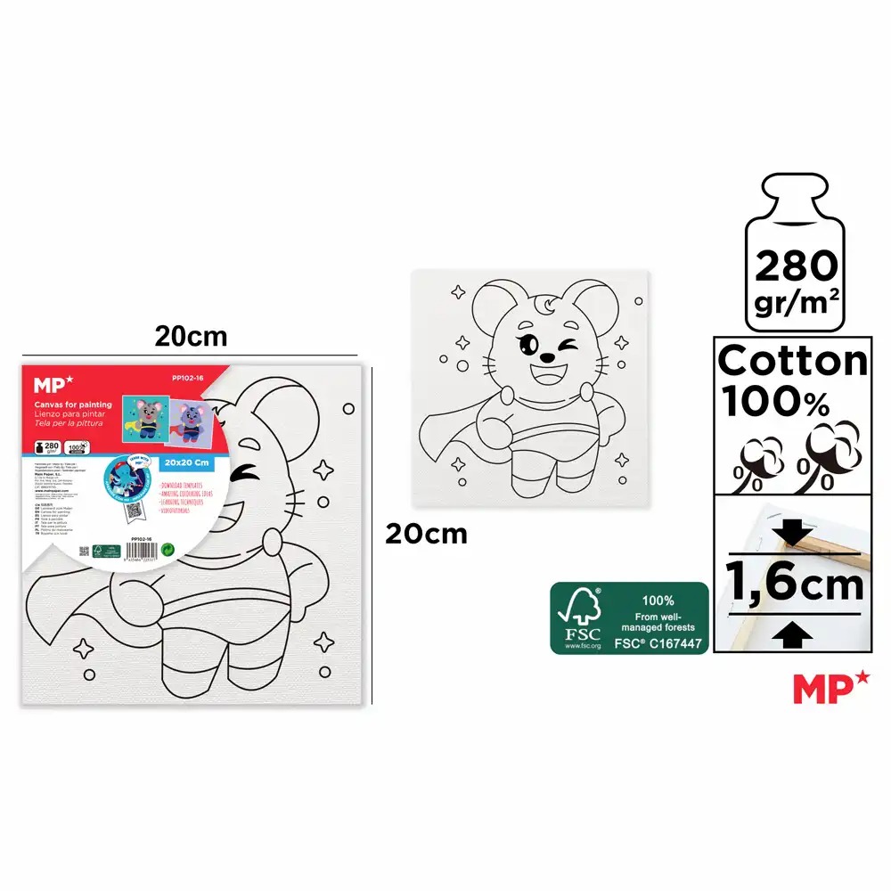Canvas pentru copii Main Paper, 20 cm, 280g/mp, perfect pentru artistii mici