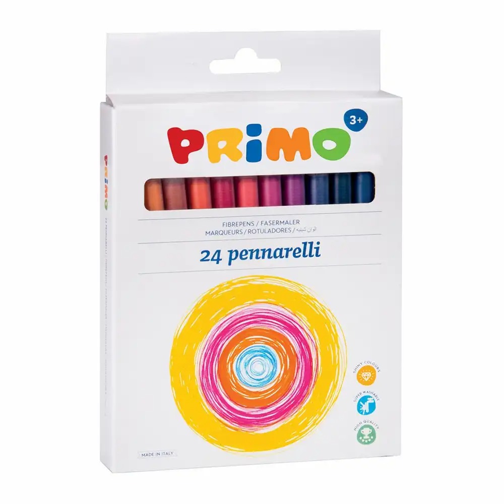 Set Markere Colorate Morocolor Primo, 24 Culori Vibrante, Varf 2mm, Cerneala pe Baza de Apa, Rezistenta la Uscare 5 Zile