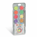 Set Acuarele Morocolor Primo, 12 culori, Culori de Baza, Metalice si Fluorescente, Pensula Inclusa