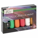 Set culori acrilice metalice Nassau Fine Art, 6 culori, 75 ml - Stralucire si efecte metalice pentru picturi vibrante