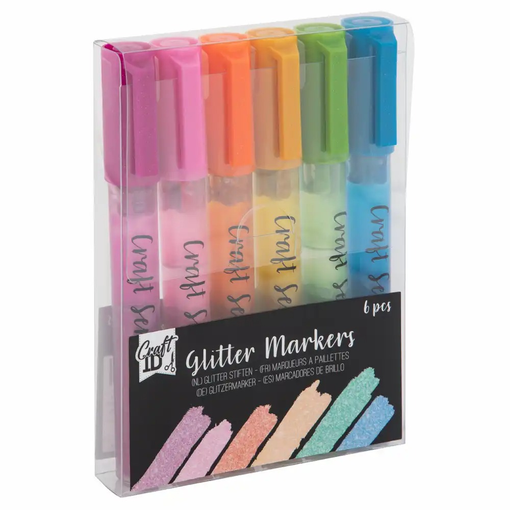 Set 6 markere Creative Craft ID cu sclipici, adauga stralucire proiectelor tale creative