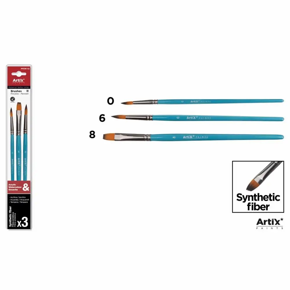 Set 3 pensule Main Paper Artix, numarul 0, 6, 8, pentru detalii fine si aplicare uniforma