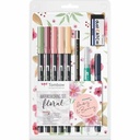 Set Tombow Watercoloring Acuarelabil Nuante Florale, ABT Pensula Duala, Creion MONO 100 H, Radiera Dust Catch, Pensula cu Rezervor, Liner Calibrat...