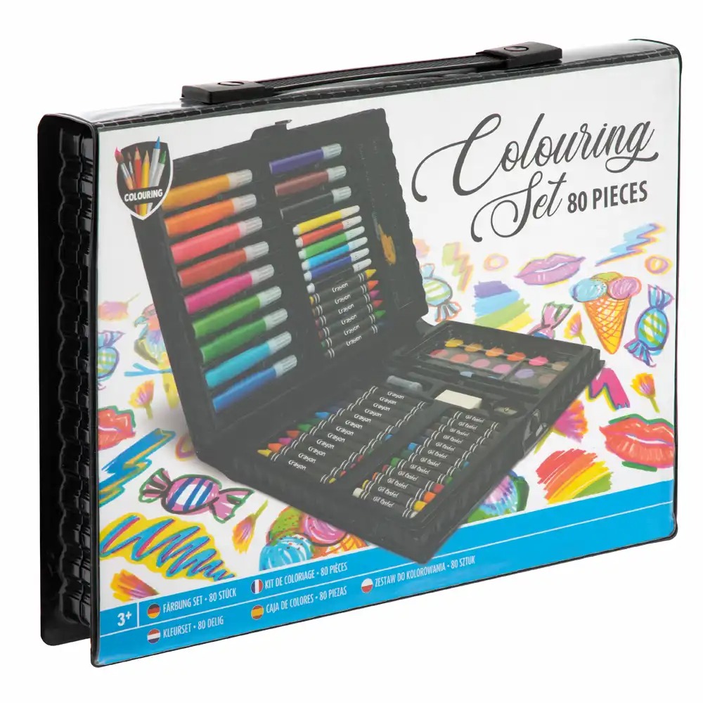 Set coloriaj Creative Craft Grafix 80 piese, trusa completa pentru artisti incepatori si experimentati