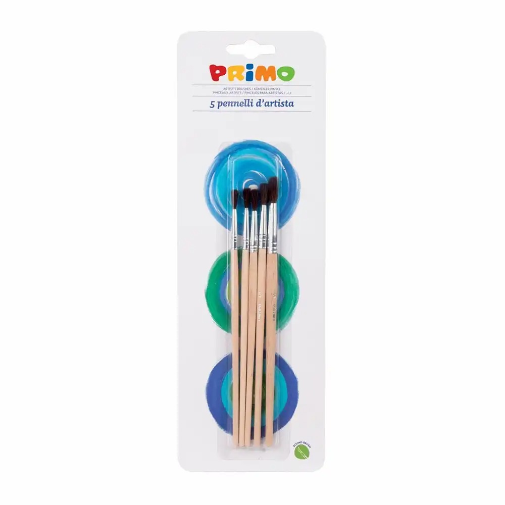 Set 5 pensule rotunde Morocolor Primo, pentru acuarele si tempera, numerotate 1-5, ideal pentru detalii