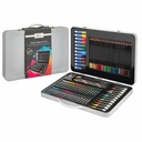 Set de desen si pictura Nassau Fine Art, 90 piese in cutie metalica, culori acrilice, creioane colorate, pensule si pasteluri