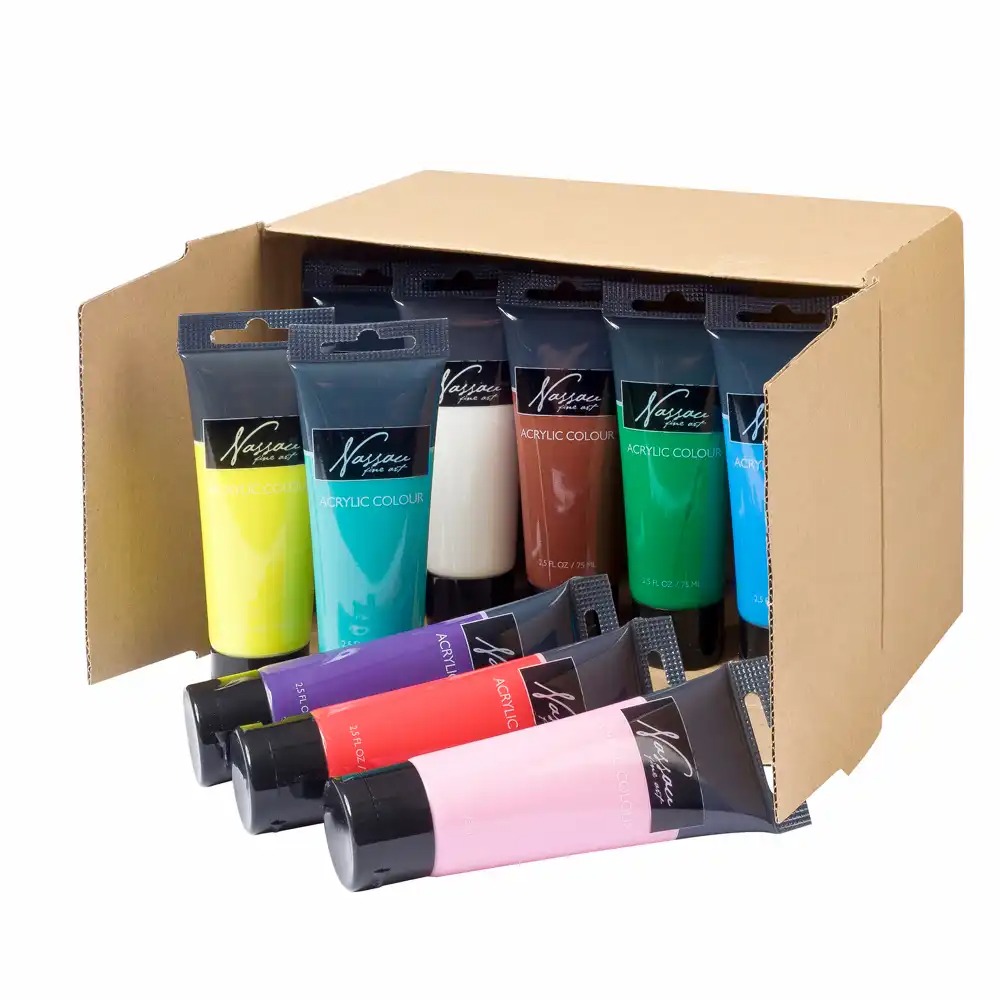 Set 10 culori tempera Creative Craft Nassau Fine Art, 75 ml - Culori vibrante pentru pictura creativa