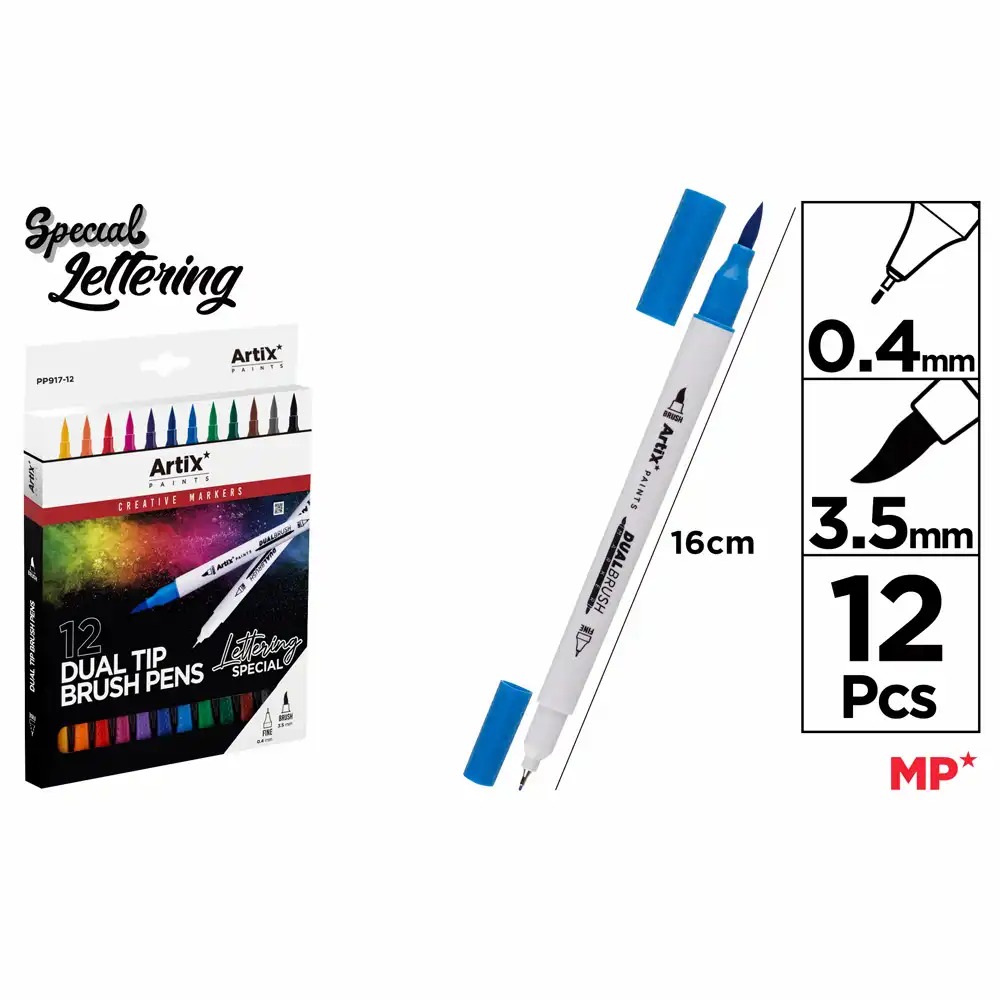 Set 12 markere creative Main Paper Artix, varf 0.4 mm, culori vibrante, pentru detalii fine