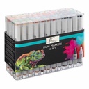 Set 48 markere colorate premium Creative Craft Nassau Fine Arts, Varf Dublu, Culori Vibrante, Cutie de Depozitare