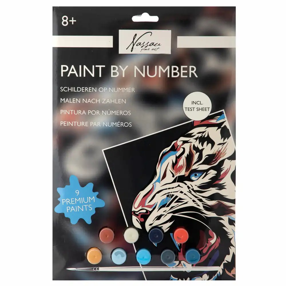 Pictura pe numere Creative Craft, Model Tigru, 33x23 cm, Set Complet cu Culori Acrylice si Pensule