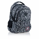 Ghiozdan Head Black Terrazzo, 3 compartimente, compartiment laptop, buzunar telefon, reflectorizant, poliester rezistent, 42x30x19 cm