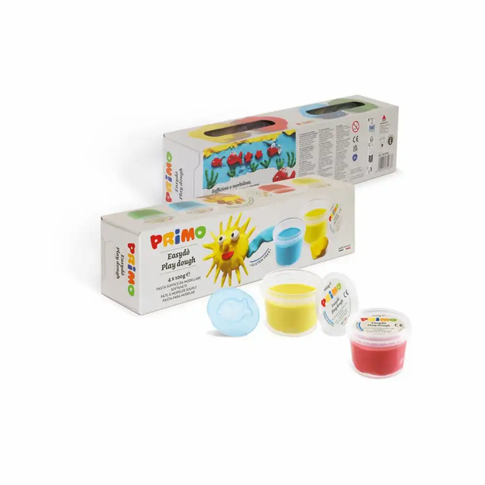Plastilina Moale Morocolor Primo, 4 Culori x 100 g, Materii Prime Vegetale, Elastica si Rehidratabila