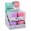 Display agrafe Apli Nordik, 8 buc, culori asortate, diametru 72mm, finisaj pastel, capac magnetic, set cleme 28mm, organizare documente