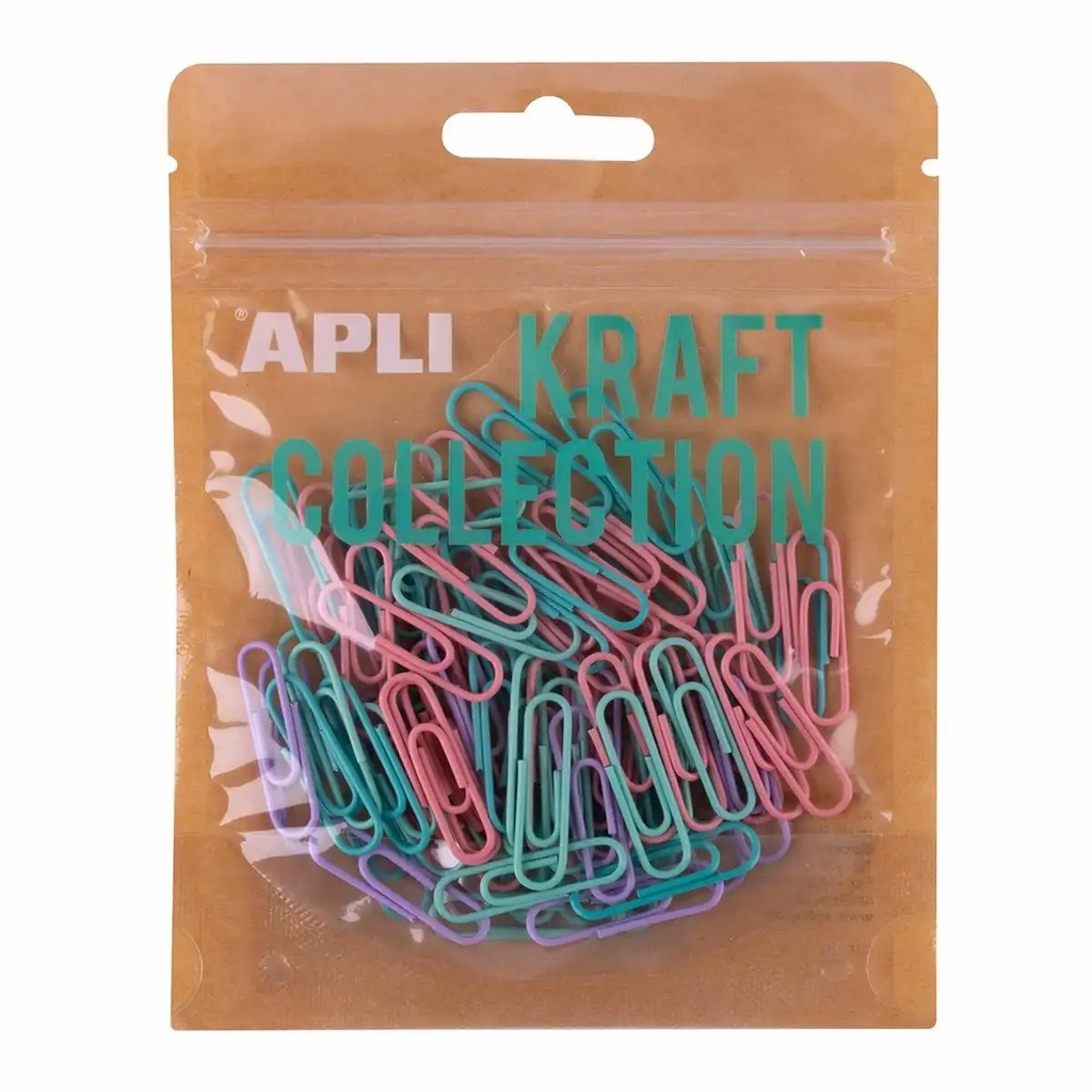 Agrafe Apli 28 mm, Colectia Kraft, 80 buc/set, Culori Pastelate